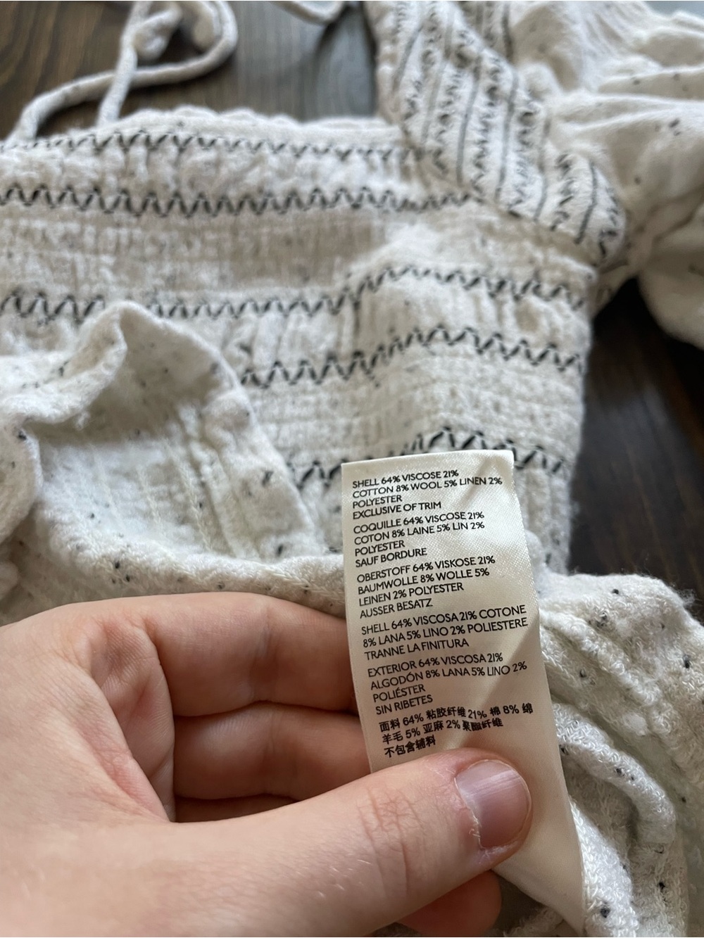 Free People Cream Smocked Square-Neck Peasant Top - Picture 5 of 6